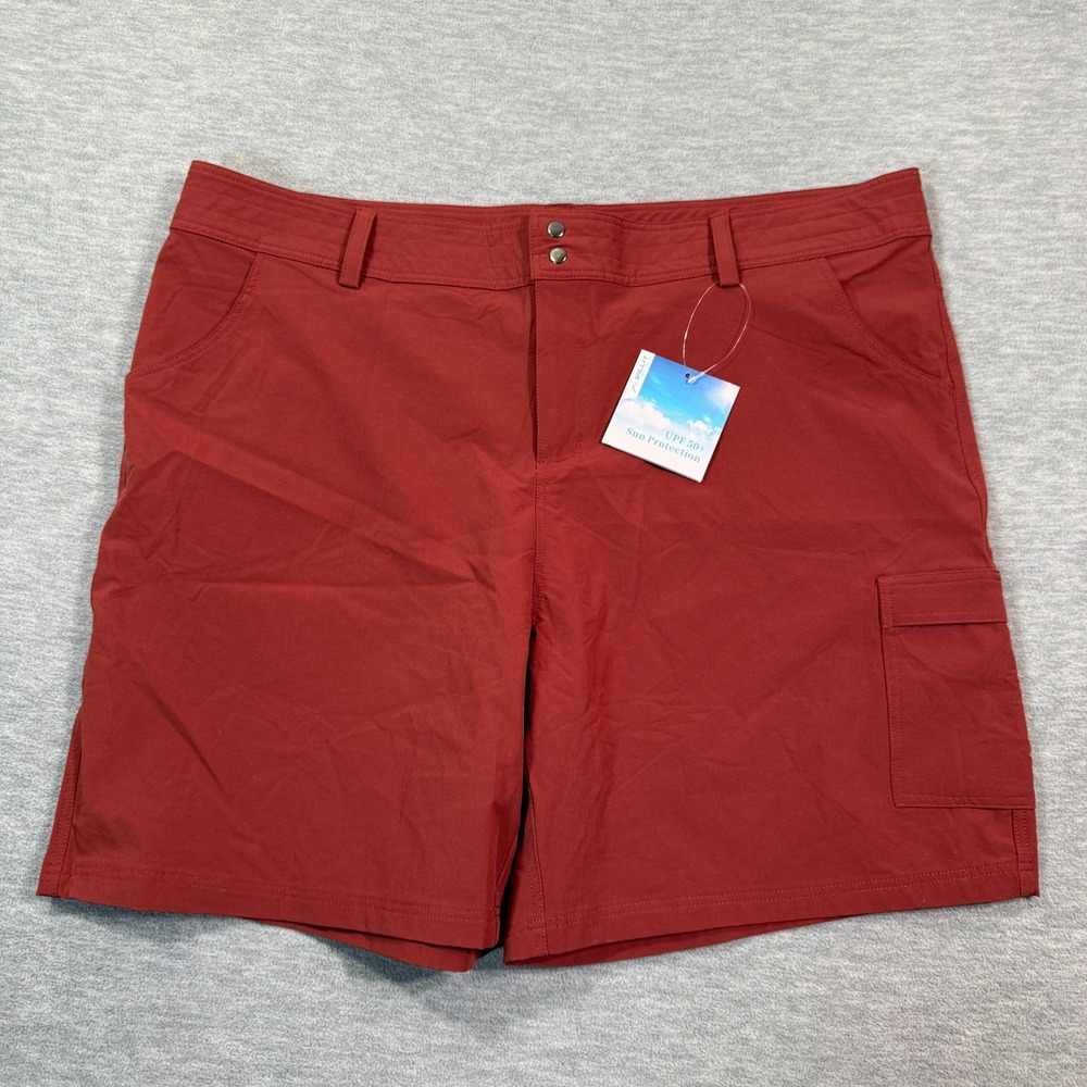 Willit Shorts Women 18 Red Cargo Hiking UPF 50‎ Outdoor Stretch Lightweight